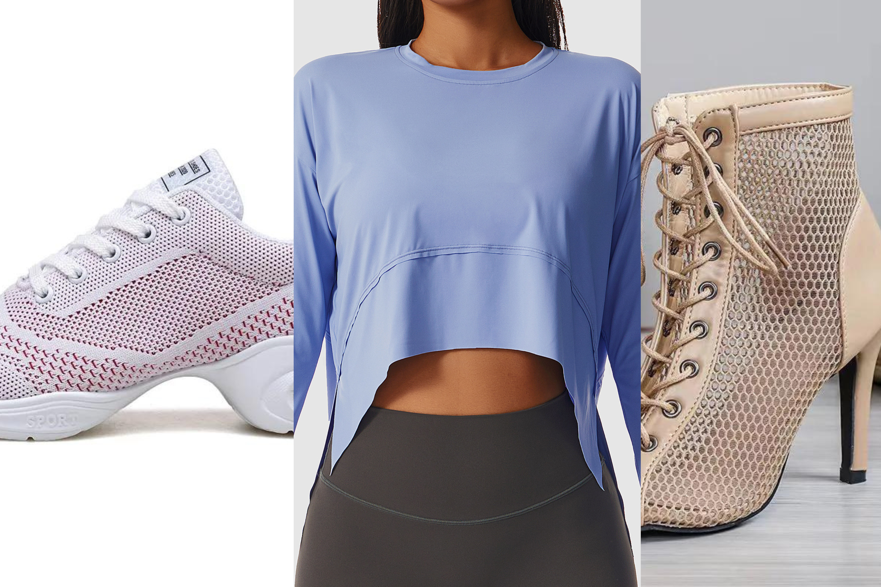 crop tops, fitness clothing, dance shoes